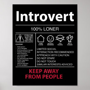 Poster Introvert 100% Loner Garder loin des gens - Intro