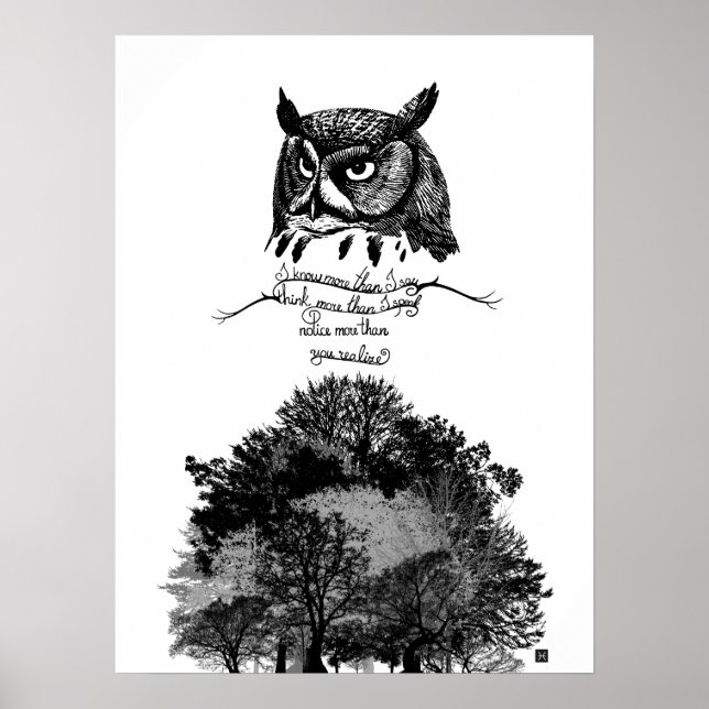 Poster Introvert Empath Owl sagesse illustré citation d'e (Devant)