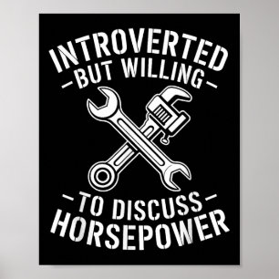 Poster Introvert Horsepower Cote Humour mécanique de clé