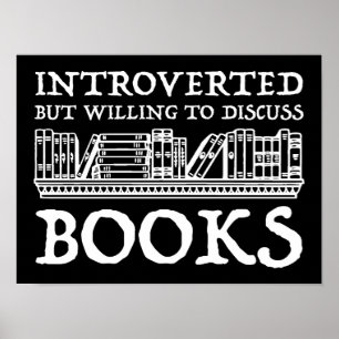 Poster Introverted Mais Prêt À Discuter Des Livres