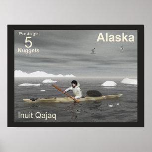 Poster Inuit Kayak - Postage en Alaska