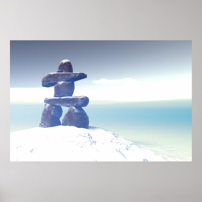 Poster Inukshuk d'hiver Imprimer (Devant)