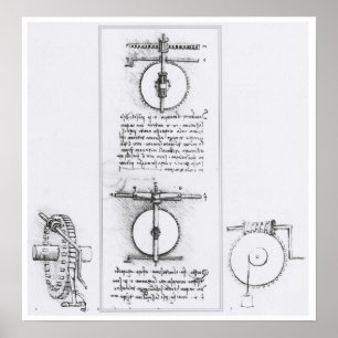 Poster Invention d'engrenage à vis sans fin par Leonardo
