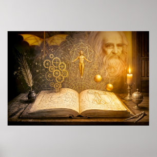 Poster Inventions de Léonard de Vinci issues d'un ancien 