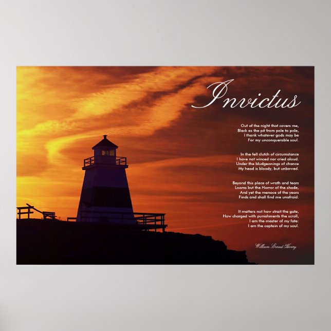 Poster Invictus ~ Poème Inspirationnel. (Devant)