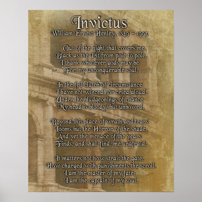 Poster Invictus, prose sur parchemin look arrière - plan (Devant)