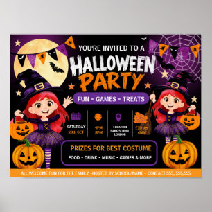 Poster Invitation à une fête d'Halloween pour enfants   J