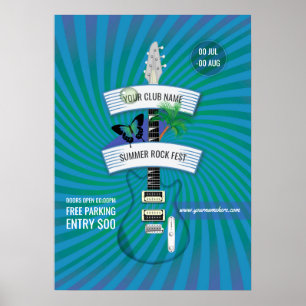 Poster Invitation avec logo pour le festival de rock d'ét