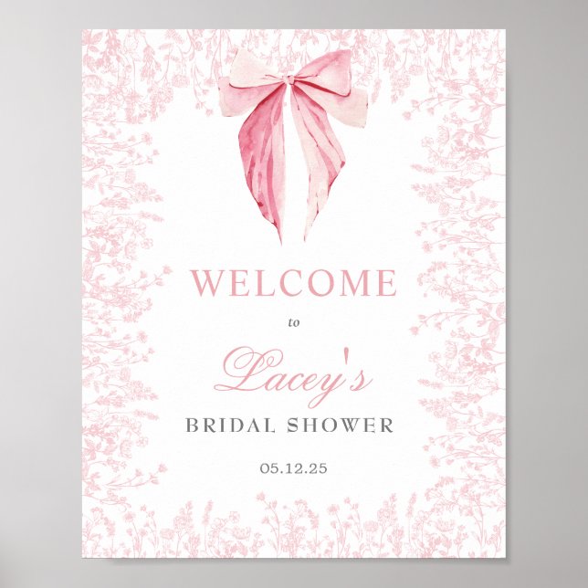 Poster invitation Baby shower arc rose (Devant)