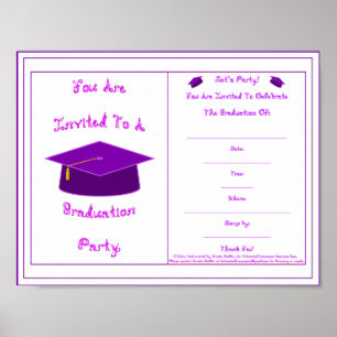 Poster Invitation de diplôme Casquette pourpre imprimable