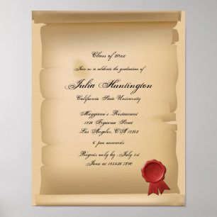 Poster Invitation de la partie de graduation manuscrite e