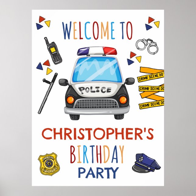 Poster Invitation de la police fête d'anniversaire (Devant)
