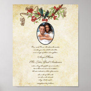 Poster Invitation de mariage Muscial Vintage sarcelle ois