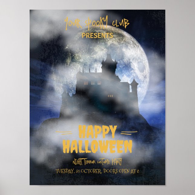 Poster Invitation d'Halloween éffrayante, fête d'Hallowee (Devant)