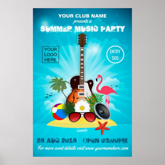 Poster Invitation du club/de l'entreprise à la fête d'été (Devant)