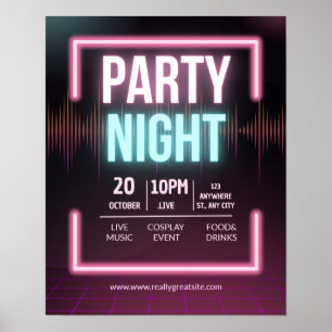 Poster Invitation du Music Party, Circulaire nocturne de