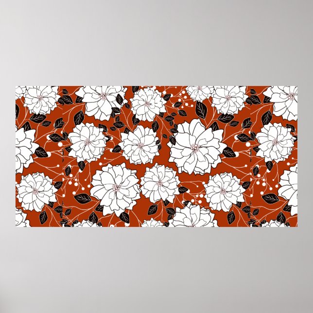 Poster Invitation ou carte de mariage avec un fond floral (Devant)