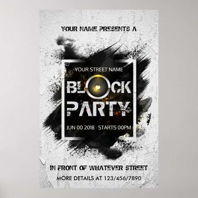 Poster Invitation personnalisée Bloc partie (Devant)