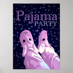 Poster invitations à la fête du pyjama : nuit