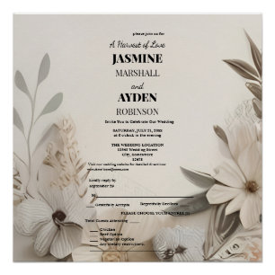 Poster Invitations de mariage personnalisées élégantes