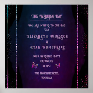 Poster Invitations élégantes Mauve et Gold Wedding