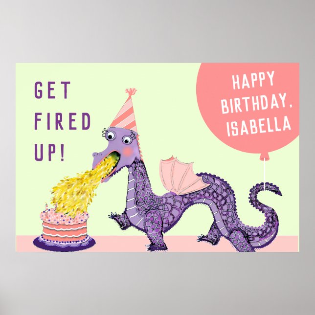 Poster Invitations pour la fête d'anniversaire du dragon  (Devant)