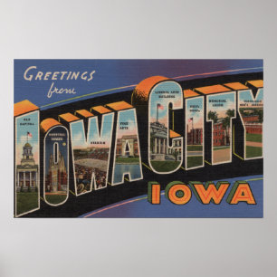 Poster Iowa City, Iowa - Scènes de grandes lettres