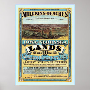 Poster Iowa et Nebraska ~ Publicité Vintage sur la vente 