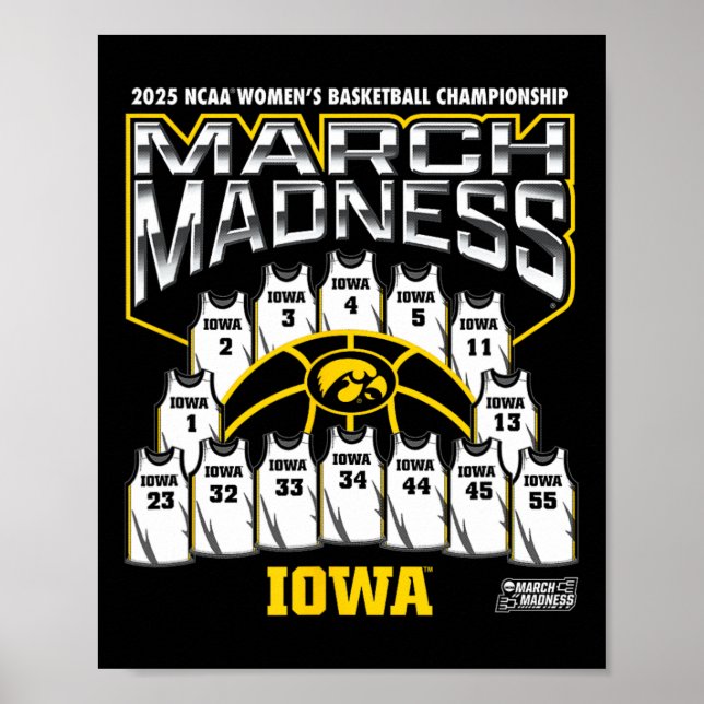 Poster Iowa March Madness 2025 Women's Sketll Nil  (Devant)