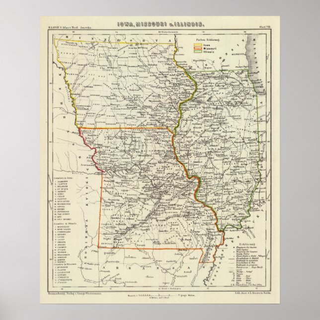 Poster Iowa, Missouri et Illinois (Devant)