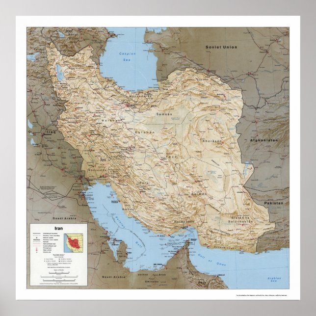 Poster Iran Carte détaillée 1991 (Devant)