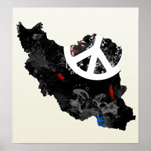 Poster Iran Trendy Peace Sign with Irani map