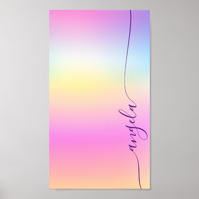 Poster Iridescente Gradient Nom de glam Téléphone Fond d' (Devant)