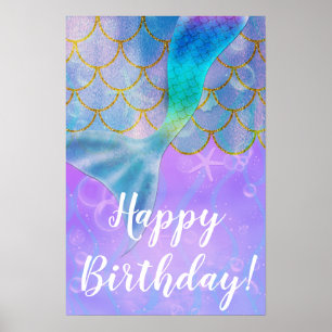 Poster Iridescente Pearl Shimmer Mermaid fête d'anniversa