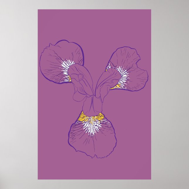 Poster Iris Botanical Line Art (Devant)