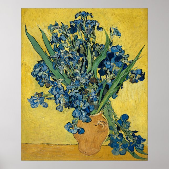 Poster Iris de Van Gogh - Art audacieux bleu et jaune (Devant)