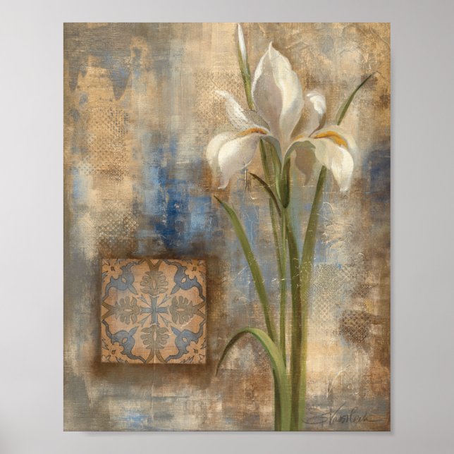 Poster Iris et carreaux (Devant)