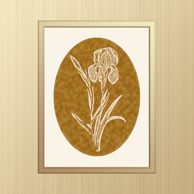 Poster Iris Silhouette sur Textured Brown Arrière - plan (Créateur téléchargé)
