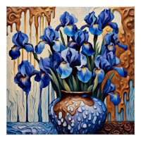 Irises bleues dans le vase
