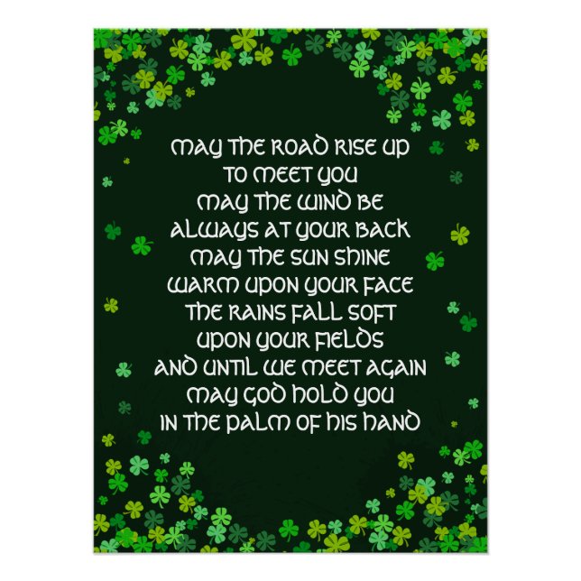Poster Irish Blessin - Design Shamrock (Devant)
