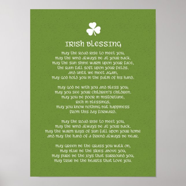 Poster Irish Blessing et Shamrock (Devant)