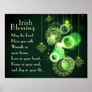 Poster Irish Blessing Love in your heart, Design Shamrock