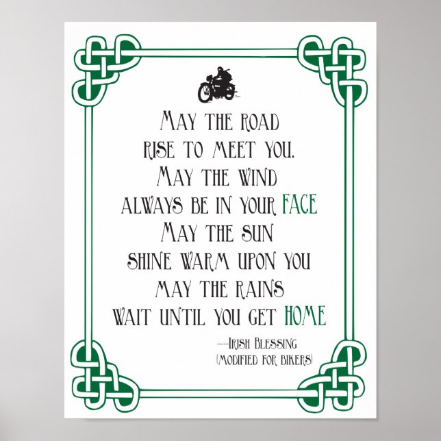 Poster Irish Blessing pour moto amusant moto (Devant)