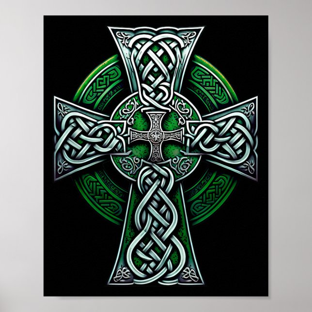 Poster Irish Celtic Cross Knot Christian Holy Trinity Sco (Devant)