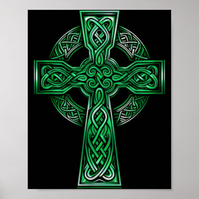 Poster Irish Celtic Cross Knot Christian Holy Trinity Sco (Devant)