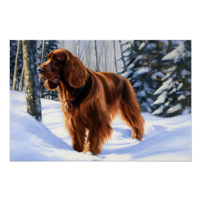 Poster Irish Setter Let It Neige Christmas (Devant)