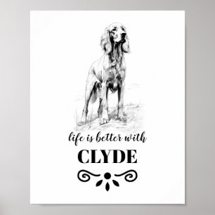 Poster Irish Setter Life est meilleur avec Custom Dog Nam