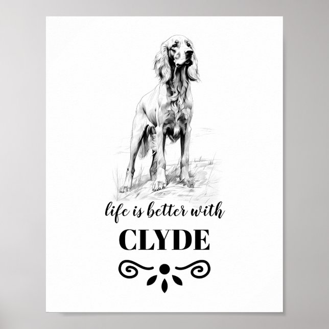 Poster Irish Setter Life est meilleur avec Custom Dog Nam (Devant)