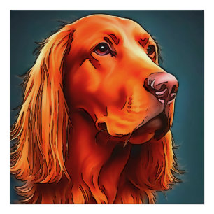 Poster Irish Setter Portrait pour animaux de compagnie Bl