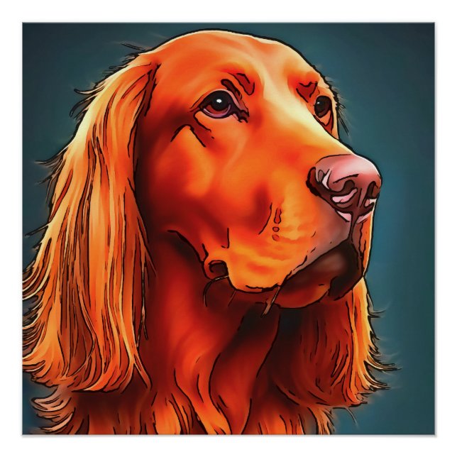 Poster Irish Setter Portrait pour animaux de compagnie Bl (Devant)